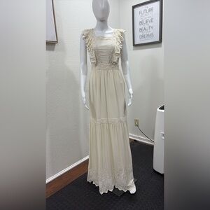 Ulla Johnson Cream Lace Ruffle Dress